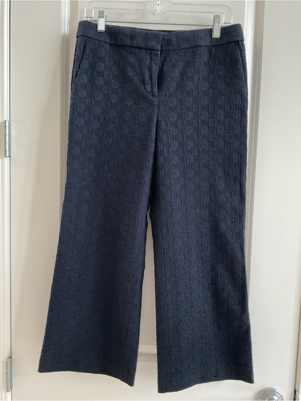 Ann Taylor Loft Navy Lined Cropped Textured Trousers